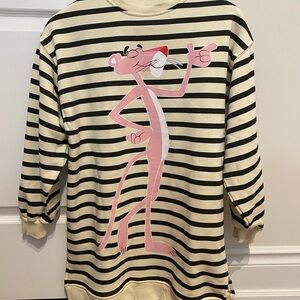 Zara Striped Pink Panther Long Cotton Sweatshirt Kid Sz 11-12